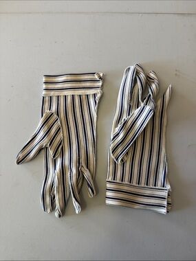 Vintage Striped Navy and White Cotton Gloves